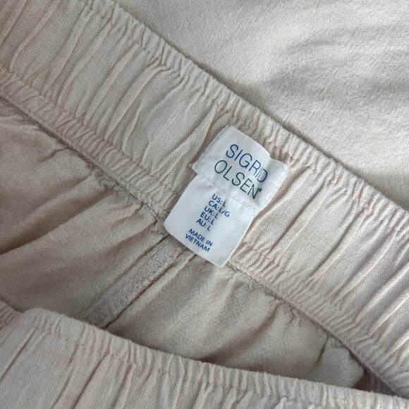 SIGRID OLSEN Wide Leg Linen Pants in Women's Size Large in Ivory Beachwear - Picture 6 of 7